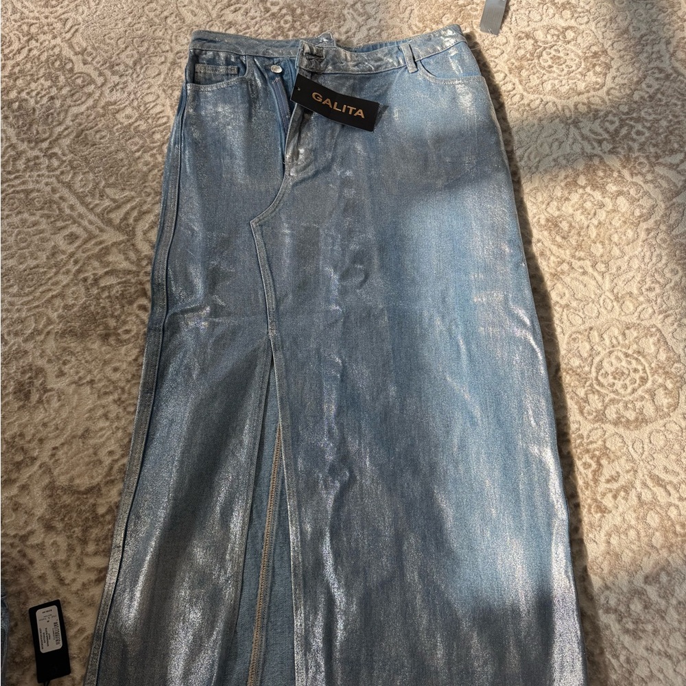 Galita Metallic Silver Maxi Skirt